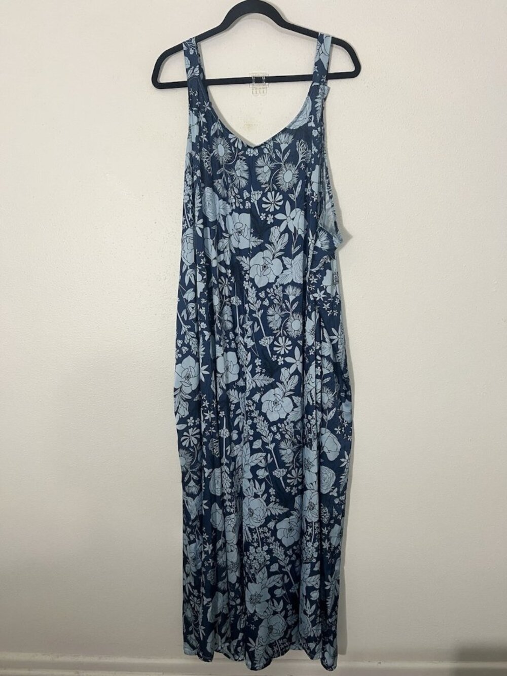 NWT Kitty And Vibe Eco Silky Jumpsuit Blue Floral Size 5XL